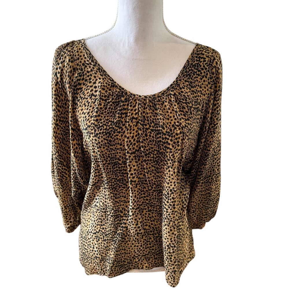 Drew Anthropologie Silk Animal Print Top Leopard XS